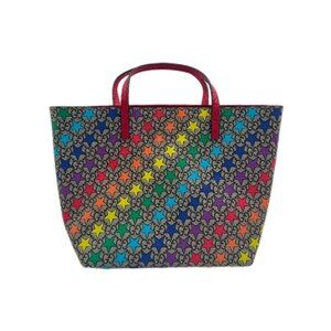 Tote Bag with Star Motif in Bright Colors and Classic Monogram